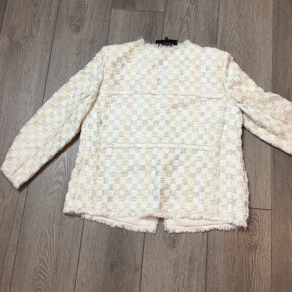 Lafayette 148 M Women's Aisha Cloud Tweed Zip Up Neutral Blazer Jacket - Picture 2 of 8